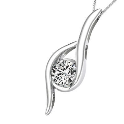 Sirena Womens 1/8 CT. T.W. Genuine White Diamond 14K White Gold Pendant Necklace