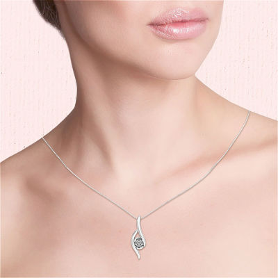 Sirena Womens 1/8 CT. T.W. Genuine White Diamond 14K White Gold Pendant Necklace