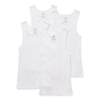 Thereabouts Little & Big Boys 4 Pack Crew Neck Tank, Color: White
