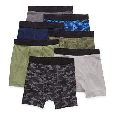 Thereabouts Little & Big Boys 7 Pack Boxer Briefs, Medium (10-12), Black