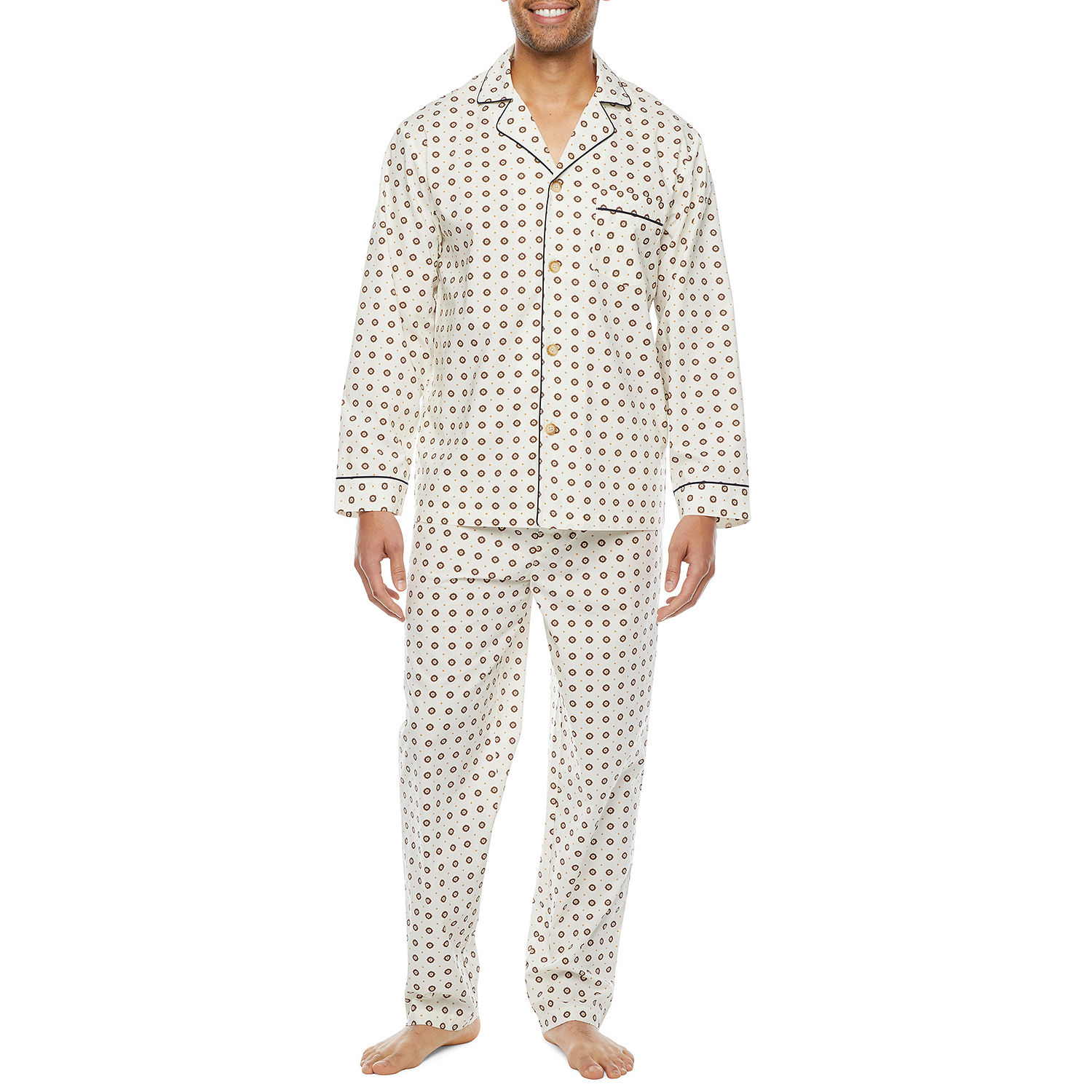 Stafford Mens Long Sleeve 2-pc. Pant Pajama Set - JCPenney