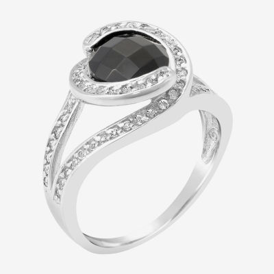 Womens Genuine Black Onyx Sterling Silver Cocktail Ring