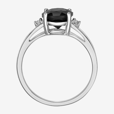 Womens Genuine Black Onyx Sterling Silver Cocktail Ring