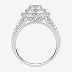 Womens 1 CT. T.W. Genuine White Diamond 10K White Gold Pear Halo Engagement Ring