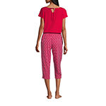 Liz Claiborne Womens 2-pc. Crew Neck Short Sleeve Capri Pajama Set