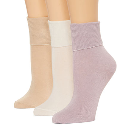 Mixit 3 Pair Turncuff Socks Womens, 4-10, Multiple Colors