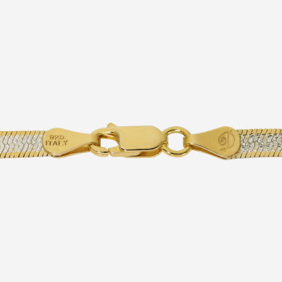 Made in Italy Womens 24K Gold Over Silver Inch Herringbone Chain Necklace