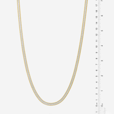 Made in Italy 24K Gold Over Silver Inch Solid Herringbone Chain Necklace