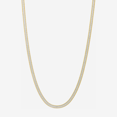 Made in Italy 24K Gold Over Silver Inch Solid Herringbone Chain Necklace