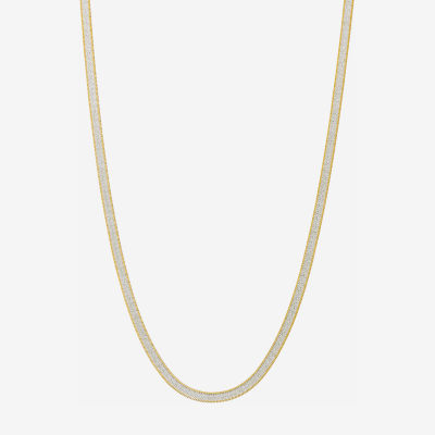 Made in Italy Womens 24K Gold Over Silver Inch Herringbone Chain Necklace