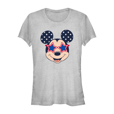 Disney Collection Womens Family Americana Crew Neck Short Sleeve Mickey and Friends Mouse Graphic T-Shirt