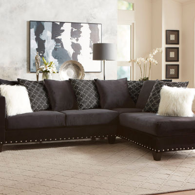 Megan Velvet Sofa and Chaise Sectional