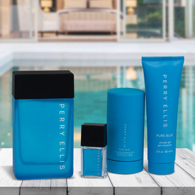 Perry Ellis Pure Blue Eau De Toilette 4-Pc Gift Set ($114 Value