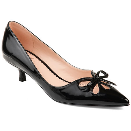 1950s Clothing Journee Collection Womens Lutana Slip-on Pointed Toe Kitten Heel Pumps 12 Medium Black $52.79 AT vintagedancer.com