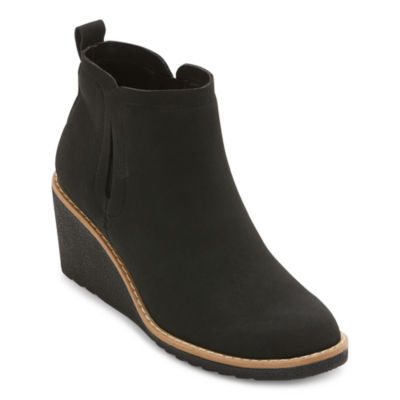 Black wedge best sale heel boots womens