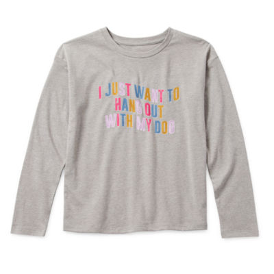 Thereabouts Little & Big Girls Round Neck Long Sleeve Graphic T-Shirt