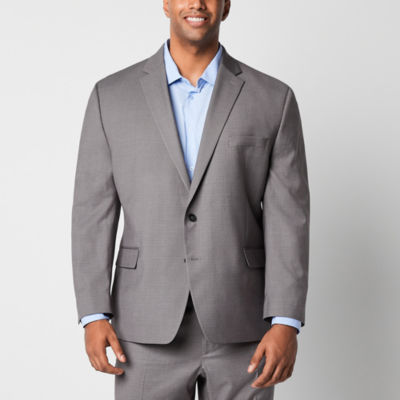 Shaquille O'Neal XLG Grey Texture Mens Big and Tall Stretch Fabric Classic Fit Suit Jacket