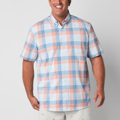 St. John's Bay Performance Big and Tall Mens Classic Fit Short Sleeve Plaid  Button-Down Shirt