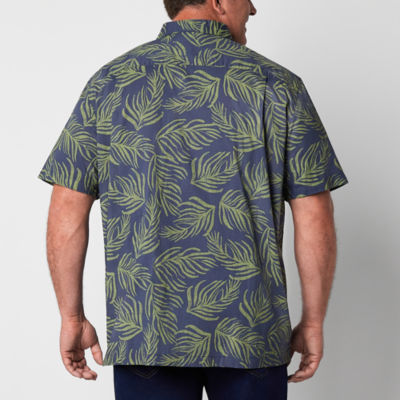 mutual weave Mens Short Sleeve Big and Tall Camp Shirt