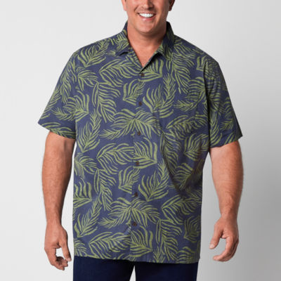 mutual weave Mens Short Sleeve Big and Tall Camp Shirt