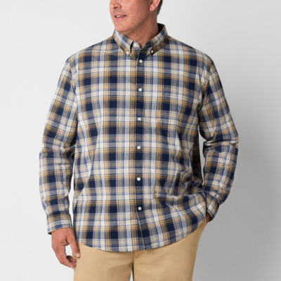 St. John's Bay Stretch Poplin Big and Tall Mens Classic Fit Long Sleeve