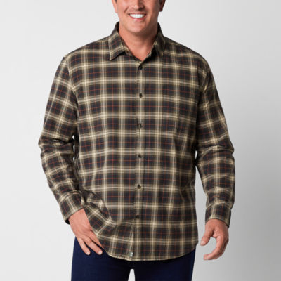 mutual weave Big and Tall Mens Regular Fit Long Sleeve Plaid Button-Down Shirt