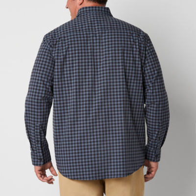 mutual weave Big and Tall Mens Regular Fit Long Sleeve Plaid Button-Down Shirt