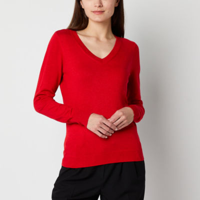 Worthington Womens V Neck Long Sleeve Pullover Sweater JCPenney