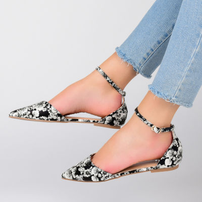 Journee Collection Womens Reba Ankle-Strap Ballet Flats