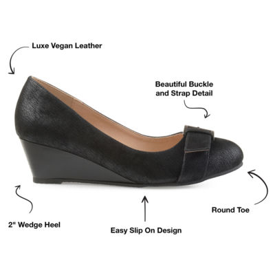 Journee Collection Womens Graysn Round Closed Toe Wedge Heel Pumps