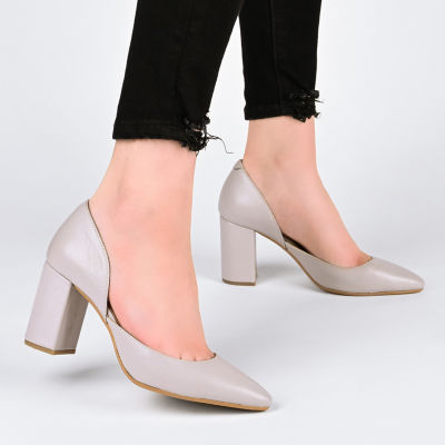 Journee Signature Womens Jillian Pointed Toe Block Heel Pumps