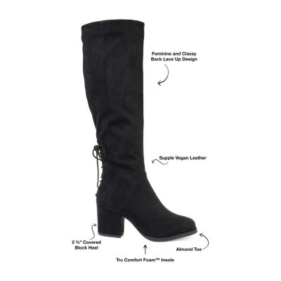 Journee Collection Womens Leeda Wide Calf Riding Boots Block Heel Zip