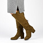Journee Collection Womens Leeda Extra Wide Calf Riding Boots Block Heel Zip