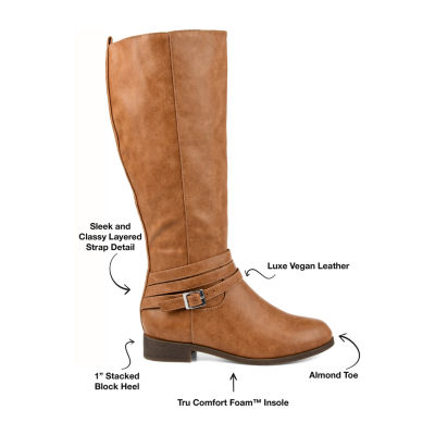 Journee Collection Womens Ivie Wide Calf Stacked Heel Zip Riding Boots