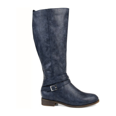 Journee Collection Womens Ivie Wide Calf Stacked Heel Zip Riding Boots