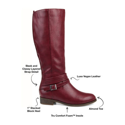 Journee Collection Womens Ivie Extra Wide Calf Stacked Heel Zip Riding Boots