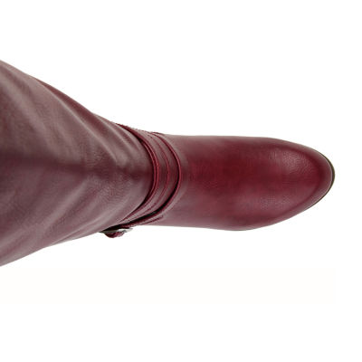 Journee Collection Womens Ivie Extra Wide Calf Stacked Heel Zip Riding Boots