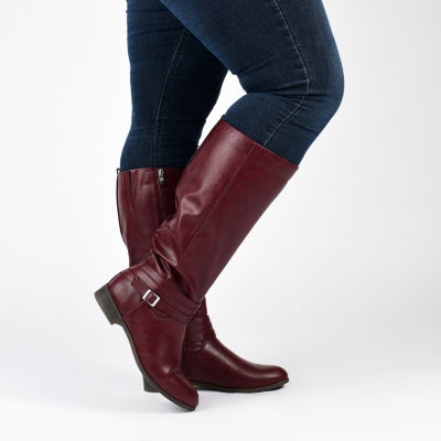 Journee Collection Womens Ivie Extra Wide Calf Stacked Heel Zip Riding Boots