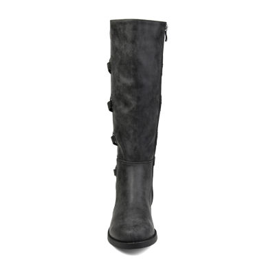 Journee Collection Womens Carly Extra Wide Calf Stacked Heel Riding Boots