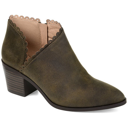 Journee Collection Womens Tessa Stacked Heel Booties, 12 Medium, Green