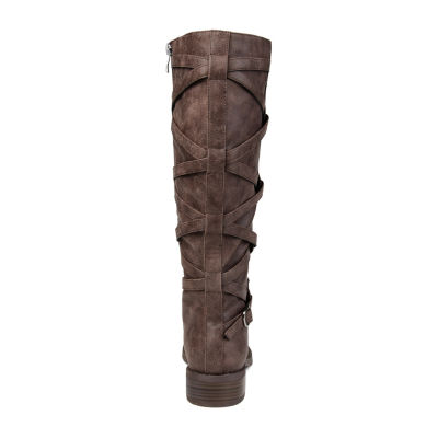 Journee Collection Womens Carly Extra Wide Calf Stacked Heel Riding Boots