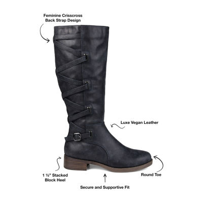 Journee Collection Womens Carly Extra Wide Calf Stacked Heel Riding Boots
