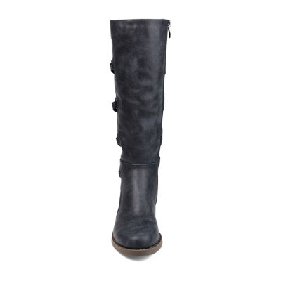 Journee Collection Womens Carly Extra Wide Calf Stacked Heel Riding Boots