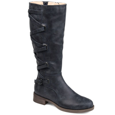 Journee Collection Womens Carly Extra Wide Calf Stacked Heel Riding Boots