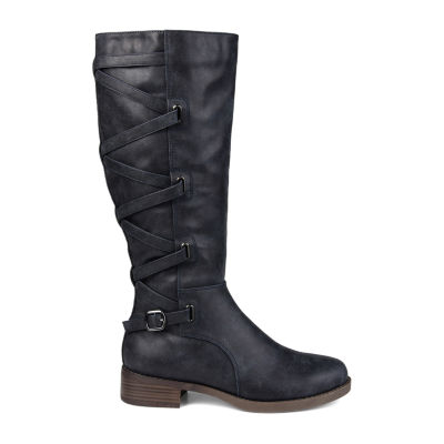 Journee Collection Womens Carly Extra Wide Calf Stacked Heel Riding Boots