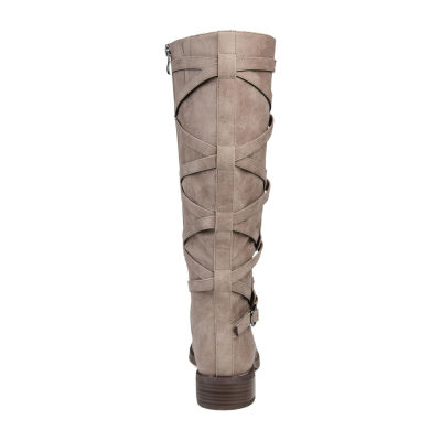 Journee Collection Womens Carly Extra Wide Calf Stacked Heel Riding Boots