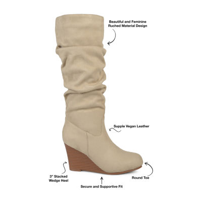 Journee Collection Womens Haze-Wc Wide Calf Wedge Heel Dress Boots