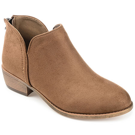 Journee Collection Womens Livvy Block Heel Booties, 8 Wide, Beige