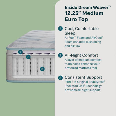 BeautySleep Dream Weaver 12.25" Medium Euro Top - Mattress + Adjustable Base