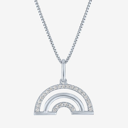 Rainbow (Gh / Si2 I1) Womens 1/10 CT. T.W. Lab Grown White Diamond Sterling Silver 18 Inch Pendant Necklace, One Size